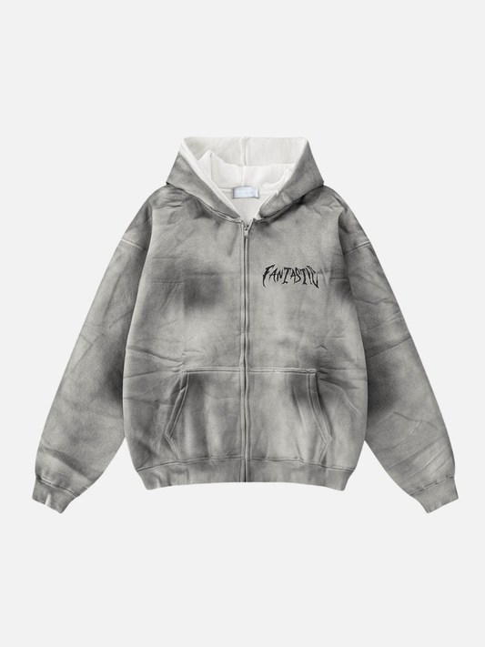 FANTASTIC - Oversized Print Zip Up Hoodie