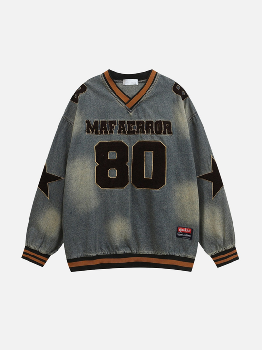 MAFFAERROR - Oversized Embroidered Crewneck Jersey